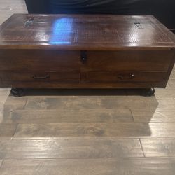 Rustic Wood Coffee Table w/ Storage Drawers 