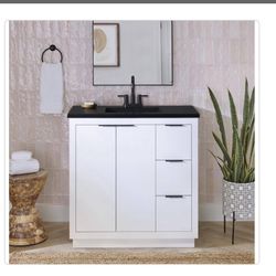No Counter Top ! Glacier Bay Harlock 37 in. Single Sink White Bath Vanity