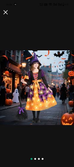 5-7yrs Spooktacular Creations Light Up Witch Costume for Toddler Girls, Fairy Tale Witch Outfit for Kids Halloween Dress Up Parties