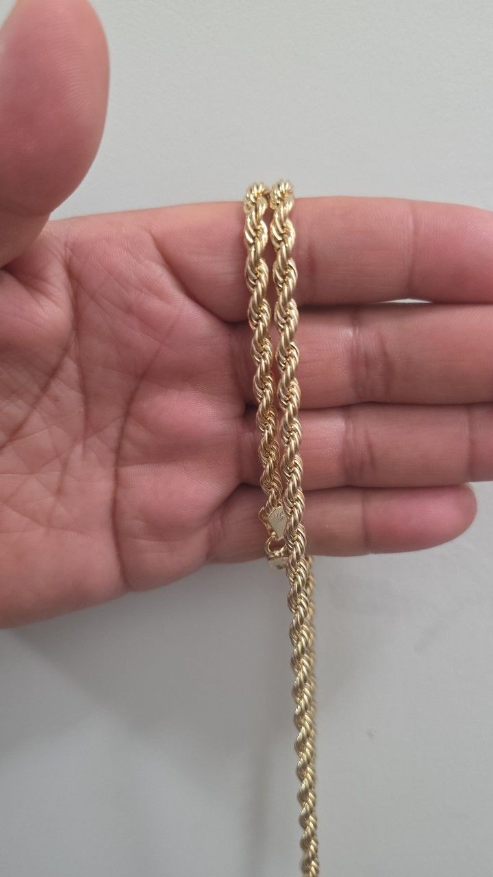 14k Solid Gold Dimon Cut Rope Chain