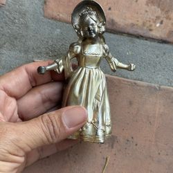 Vintage Pewter Mary Gregory Maiden Little Girl Candle Holder/Snuffer Antique