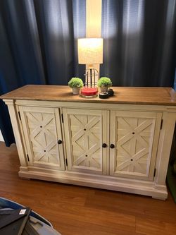 Farm House Style Buffet Table and Cabinets