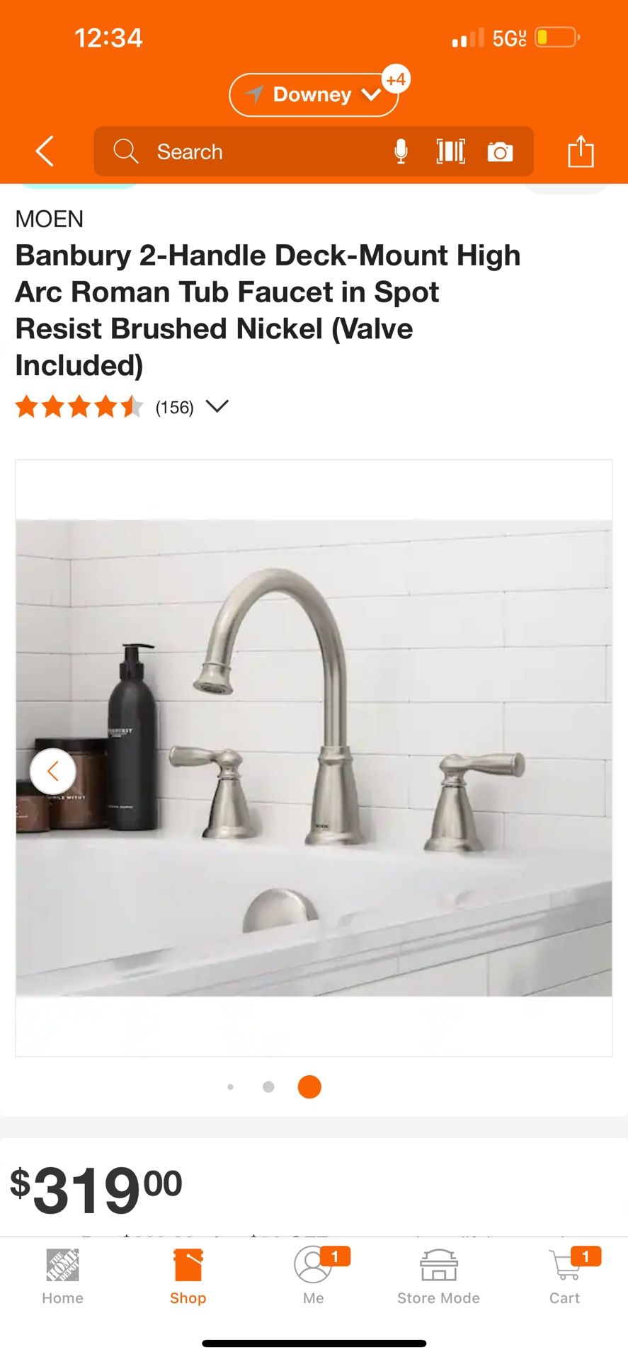 Banbury 2-Handle Deck-Mount High Arc Roman Tub Faucet with Valve in Spot Resist Brushed Nickel Banbury 2-Handle Deck-Mount High Arc Roman Tub Faucet with Valve in Spot Resist Brushed Nickel