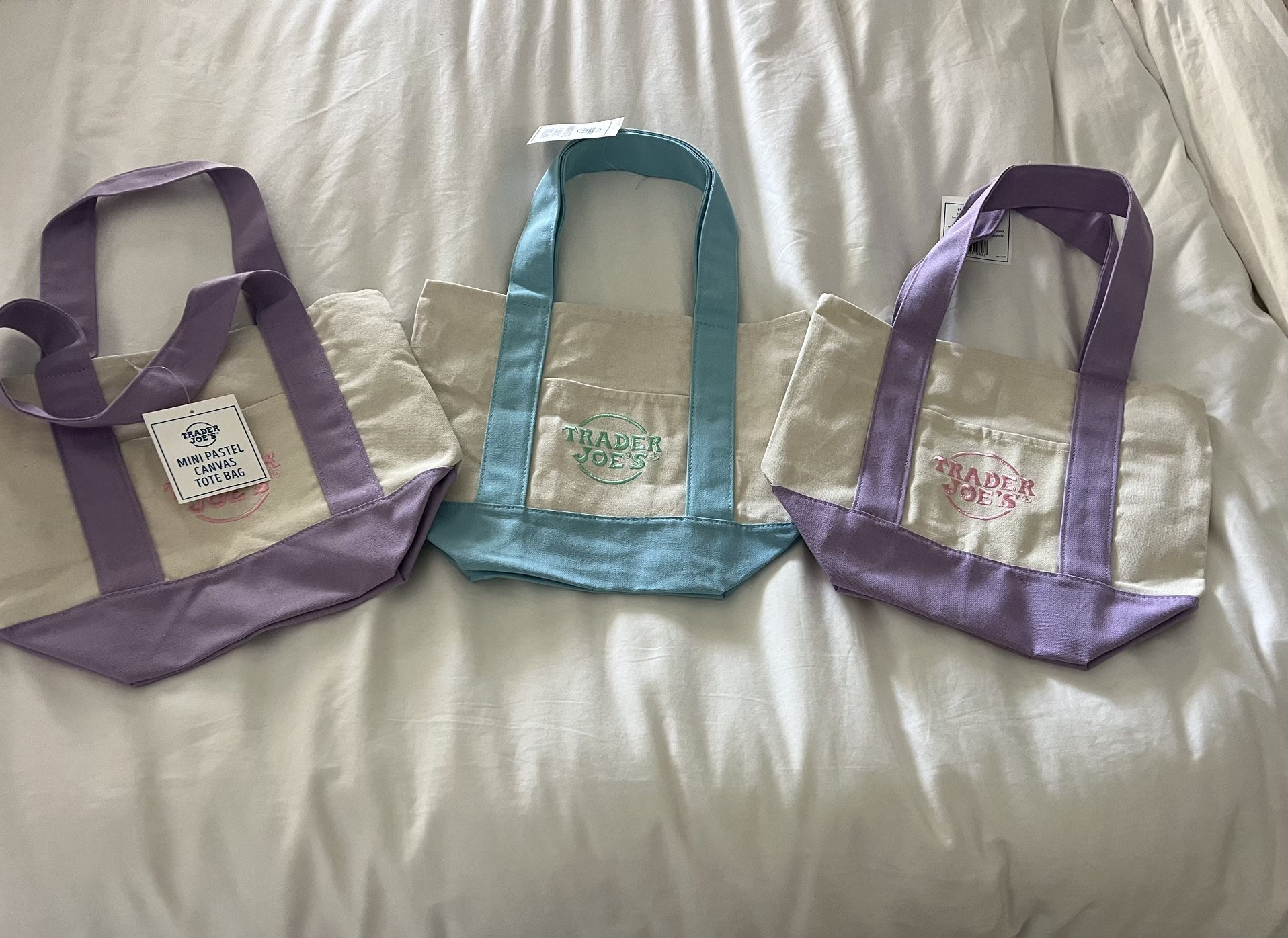 New Trader Joe’s Mini Pastel Canvas Totes Spring 2025