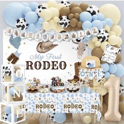 My First Rodeo Decorations Boy, Blue Western Cowboy First Party Supplies for ...