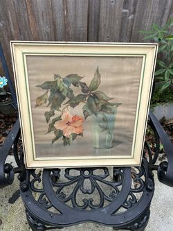 Vintage Framed Flower Picture. 17 1/2 X 17 1/2
