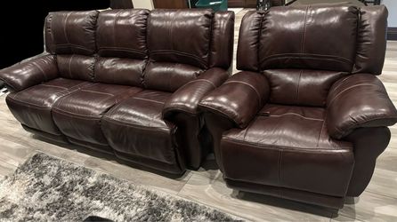 Leather 88" Manual Reclining Sofa with recliner