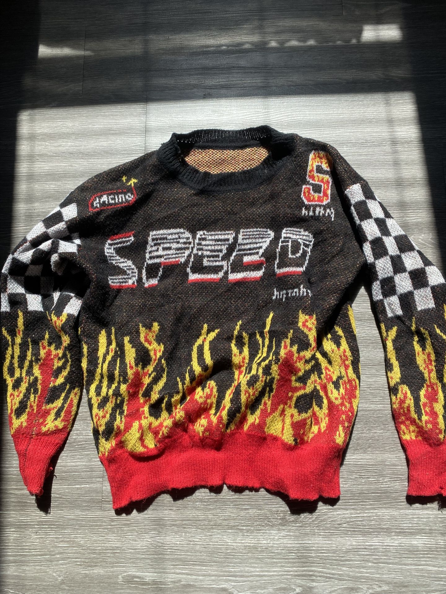 Y2K Sweater With Flames Unisex