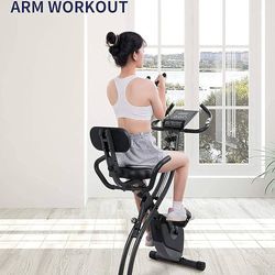 Exercise Bike Folding Magnetic Upright Stationary Bike with Pulse Sensor LCD Monitor Indoor Cycling Bike Stationary Bike Recumbent Exercise Bike with 
