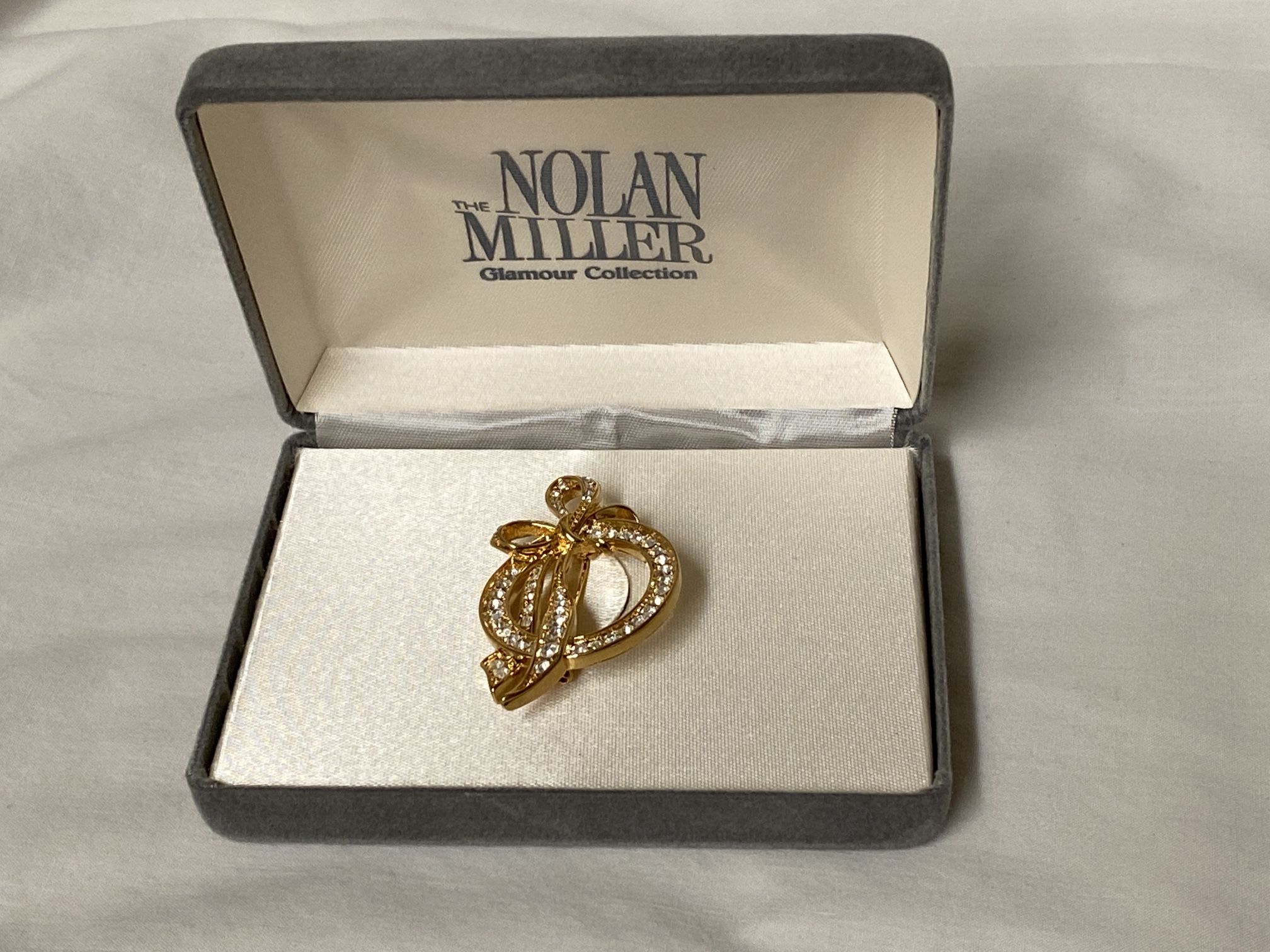 Nolan Miller Crystal Pave Bow Brooch - Vintage