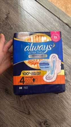 Always Ultra Thin Overnight Pads Size 4, 38 Count