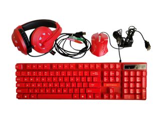 LIGHT-UP GAMING COMBO HEADSET + KEYBOARD + MOUSE & BLACK/ RED