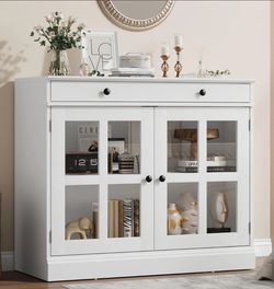 Sideboard Buffet Cabinet – Glass Doors & Storage | NEW