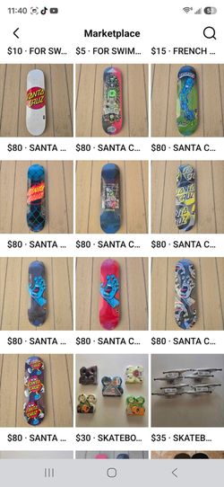 SANTA CRUZ SKATEBOARD DECK DIFFERENT SIZE