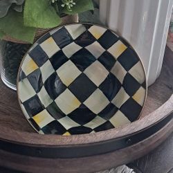 Makenzie Childs Black Checkered Breakfast Bowel