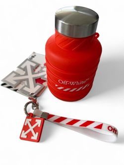 Off-White limited edition orange water bottle with tag/keychain