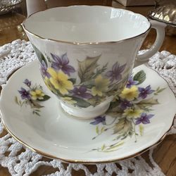 Cup And Saucer Made By Crown Of Staffordshire England Fine Bone China