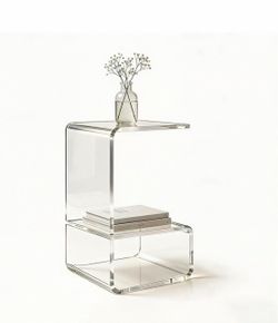Acrylic End Table for Nightstand,21" H C-Shaped End Table for Living Room,Bedside Table for Bedroom.Side Tables for Living Room for Small Spaces,Clear