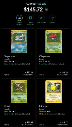 $145 valued take all $100 flat firm vintage holos fossil vaporeon,pansir,vileplu 1st edition Pikachu
