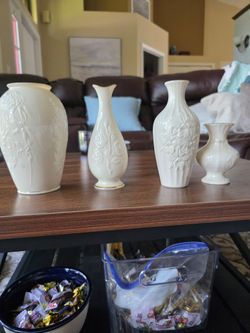 Vintage Lenox Fine Ivory Cream Porcelain Vase Lot - Set of 4 (Made in USA)