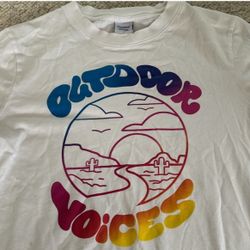 Outdoor Voices White Limited Edition 70s Psychedelic Print T-Shirt - size Small