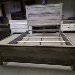 Modern Gray Rustic Queen Size Bed Frame