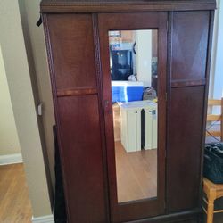 Antique Wardrobe With Mirror