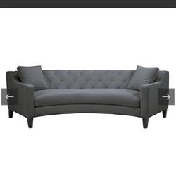 Z Gallerie Circa Curved Gray Velvet Sofa