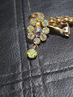 Signed Weiss aurora borealis clip on earings