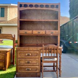 🌿 REAL WOOD! 🌿 Desk With Storage Drawers + Shelves + Chair! Child/Kid/Teen/Office, Bedroom Furniture, Solid Wood. Made in USA!