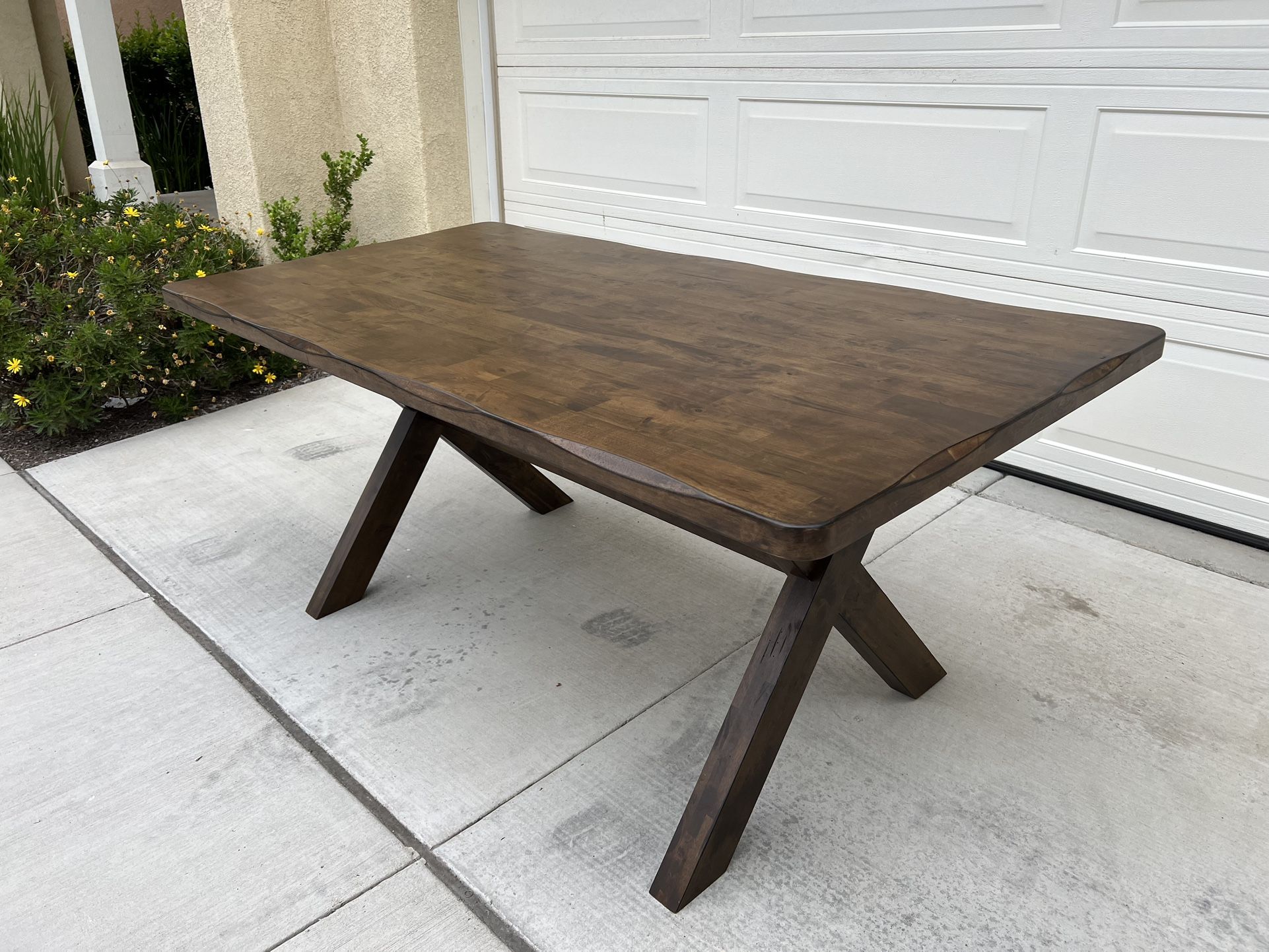 Beautiful Brand New Solid Wood Shaped Edge Dining Table