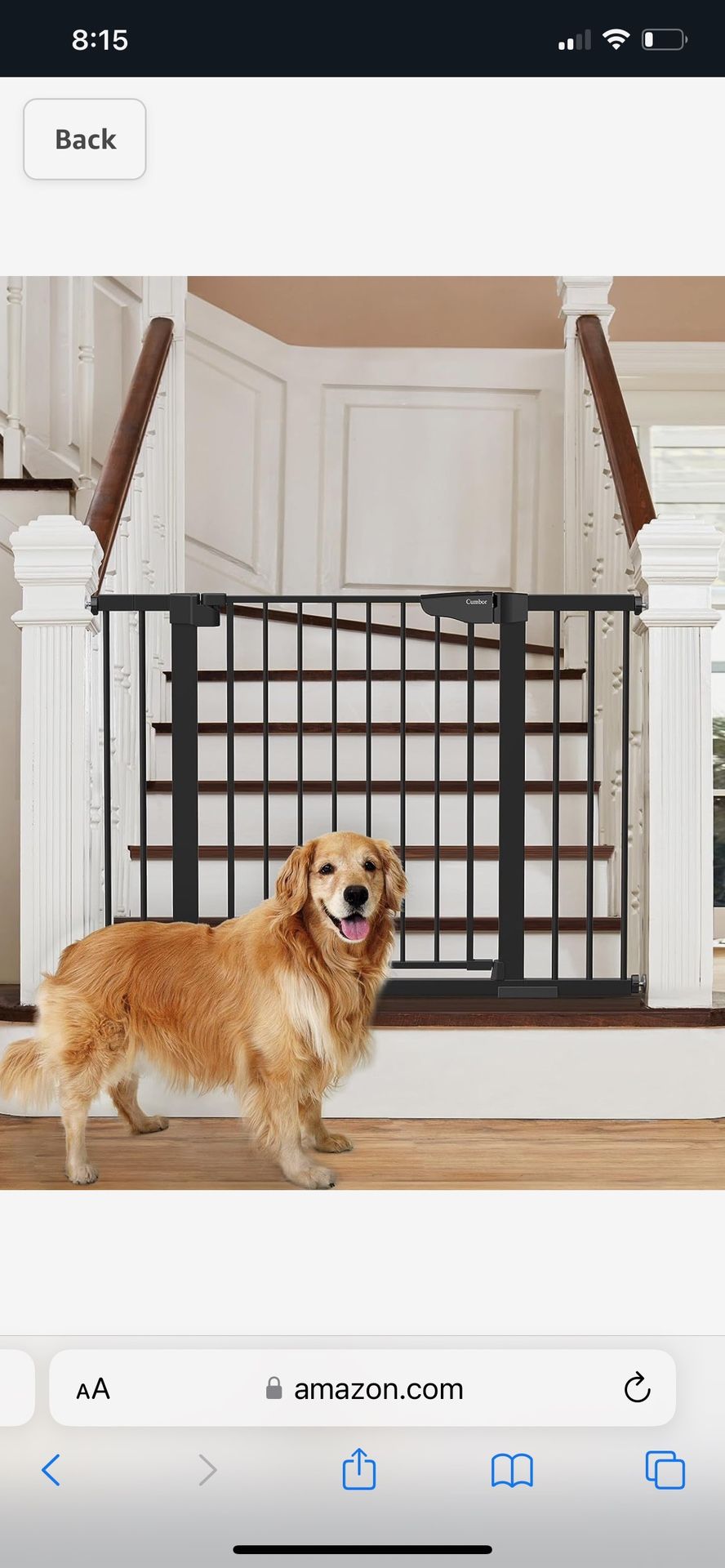 Mom's Choice Awards Winner-Cumbor 29.7-46" Baby Gate for Stairs, Auto Close Dog Gate for the House, Easy Install Pressure Mounted Pet Gates for Doorwa