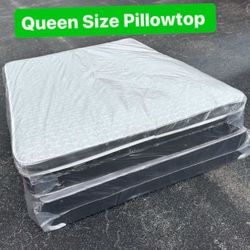 NEW QUEEN SIZE PILLOWTOP MATTRESS AND BOX SPRING 80x60” - 2PC