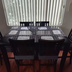 Black Counter Height Table And 6 Chairs