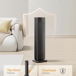 Portable 23” PTC Fan Heater 1500W | Instant Ceramic Heating&Remote Control