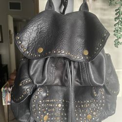 Viola Castellani Women's Black Studded Leather Backpack