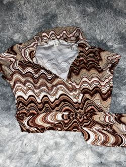 Brown Stylish Crop Top With Tie Size Medium