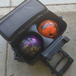 Bowling Ball Case And Balls 