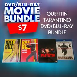 Quentin Tarantino DVD/Blu-ray Bundle - Kill Bill Vol 1 & 2, Pulp Fiction, The Hateful Eight - Excellent Used Condition - $7
Description: