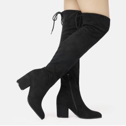 DREAM PAIRS Women’s Thigh High Boots Over the knee Stretch Block Heel Fashion Long Boots