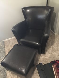 Leather sofa and ottoman