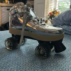 Pulse By Chicago Skates Light Up Silver Classic Roller Skates 5 