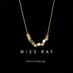 Geometric Sugar Cube Small Square Necklace Clavicle Chain