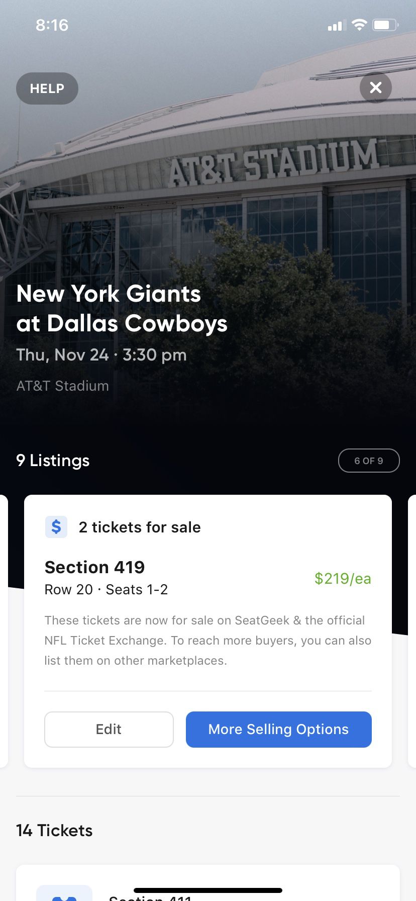 Many Good Thanksgiving Day New York NY Giants @ Dallas Cowboys Tickets & Parking