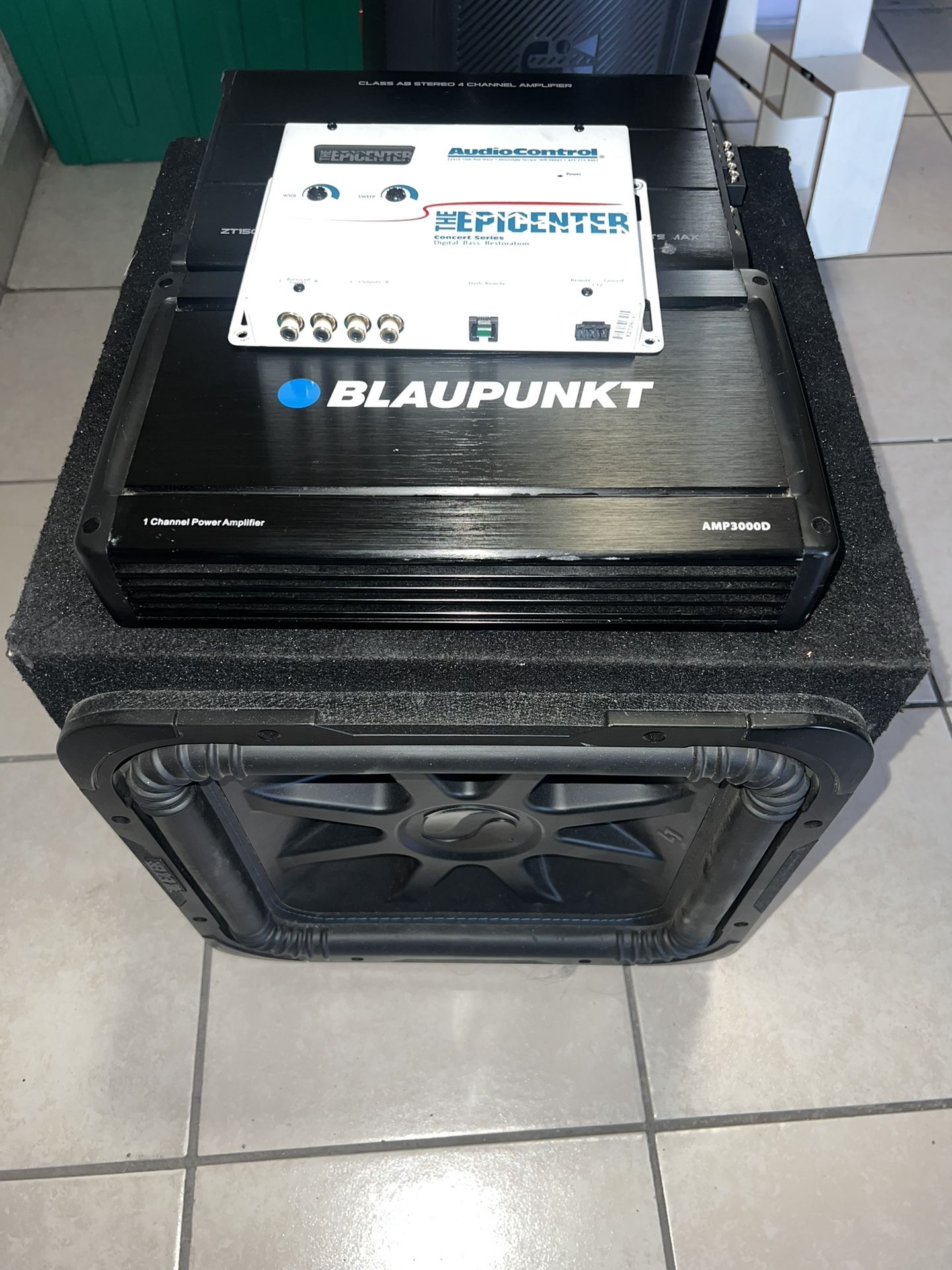 KICKER L7 15” ORION AMP 4 CH 1500w BLAUPUNKT AMP 2 CH 3000 D