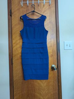 Royal Blue Lace Top Dress Tiered Skirt sz 12