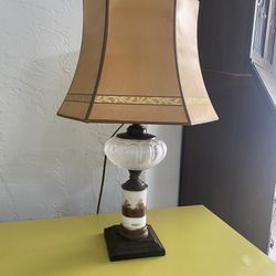 Antique Victorian Oil Parlor Table Lamp