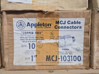 1" Appleton MCJ Cable Connectors "COPPER FREE" 10 piece