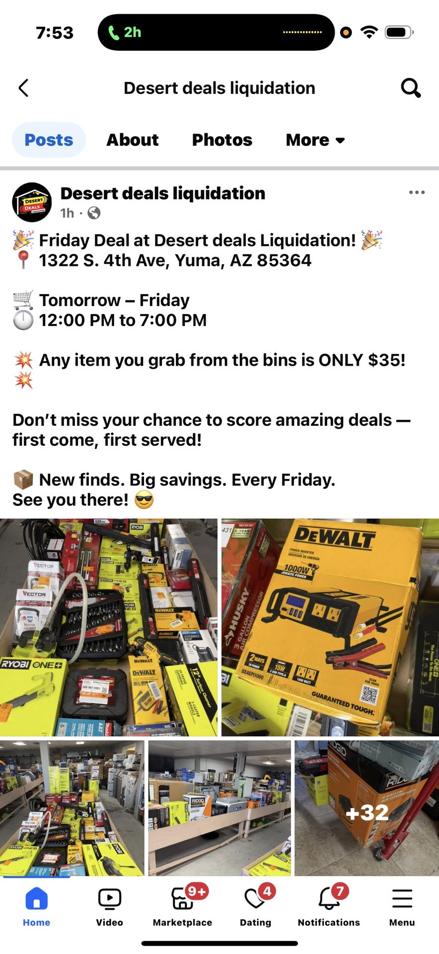 π Friday Deal at Desert deals Liquidation! π π 1322 S. 4th Ave, Yuma, AZ 85364 π Tomorrow β Friday π 12:00 PM to 7:00 PM π₯ Any item you grab f