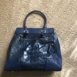 Segolene Navy Blue Alligator Print Purse